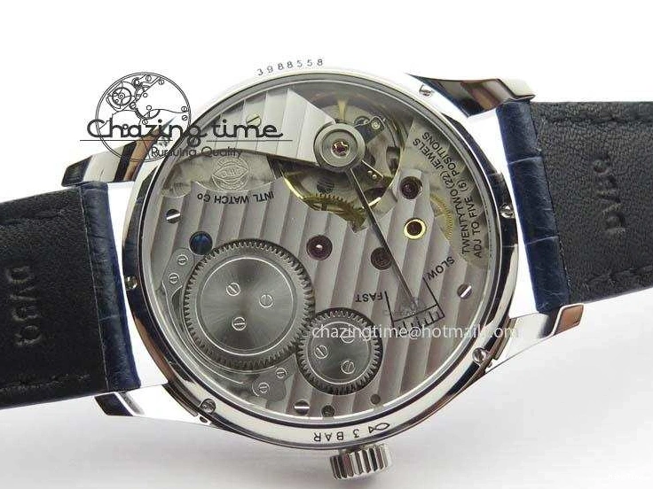 MIROTIME 0113 Portuguese IW5444 SS White Dial Blue Numbers On Blue Leather Strap A Modern 7258
